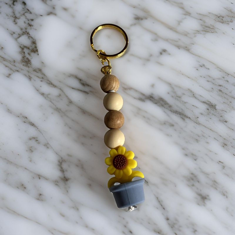 Blue Flower Pot Keychain