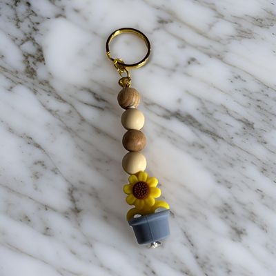 Blue Flower Pot Keychain