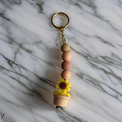 Light Brown Flower Pot Keychain