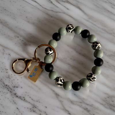 Black and Green Wristlet Keychain