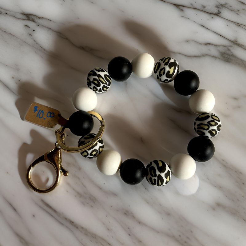 Black and White Wristlet Keychain