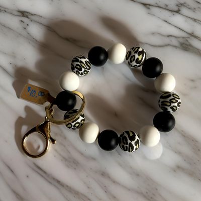 Black and White Wristlet Keychain