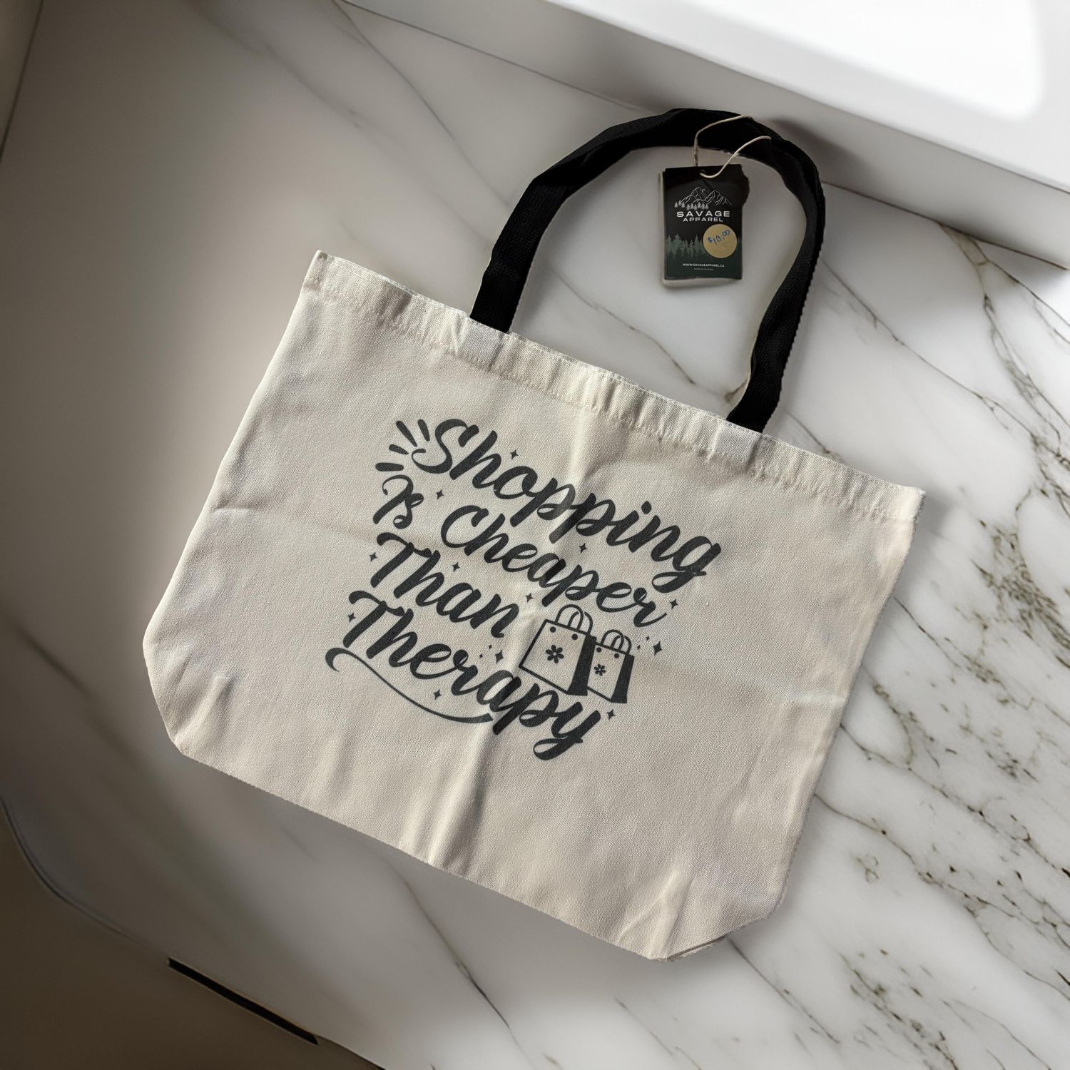 Shopping Is Cheaper Than Therapy Tote Bag