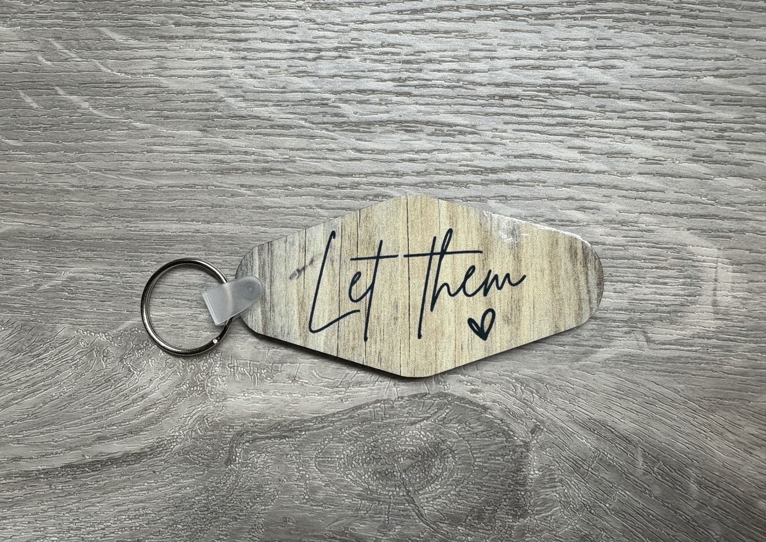 Let Them Keychain - Wood Grain