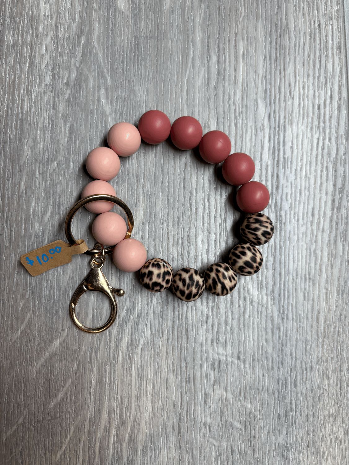 Pink &amp; Leopard Print Wristlet Keychain