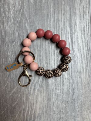 Pink &amp; Leopard Print Wristlet Keychain