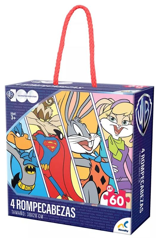 4 Rompecabezas De Bugs Bunny, Los Picapiedra y Batman 100 Aniversario