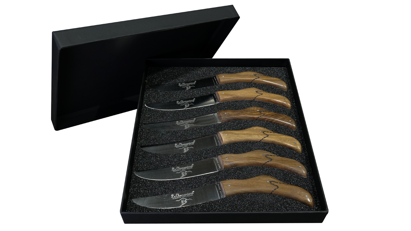 Coffret de 6 couteaux de table Le Chamoniard en Noyer