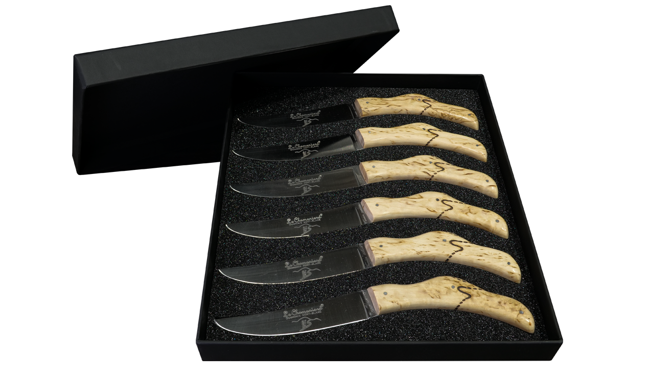 Coffret de 6 couteaux de table Le Chamoniard en Bouleau