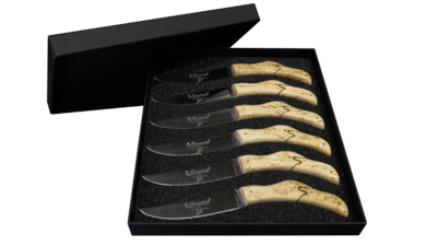 Coffret de 6 couteaux de table Le Chamoniard en Bouleau