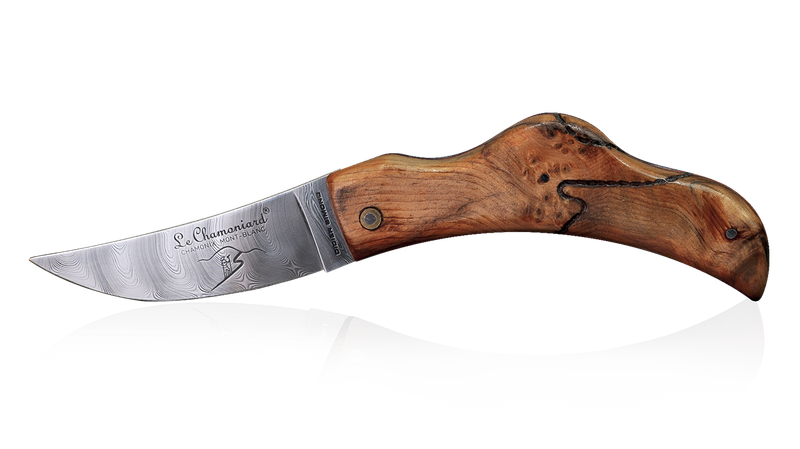 Couteau Le Chamoniard en loupe d'Arolle bois fossile (Modèle Blaitière)
