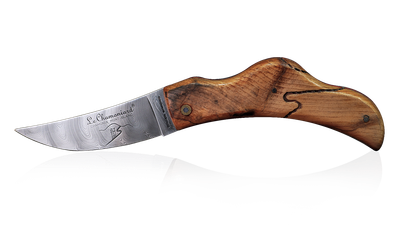 Couteau Le Chamoniard en loupe d'Arolle bois fossile (Modèle Grépon)