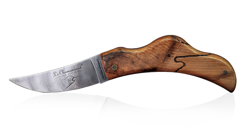 Couteau Le Chamoniard en loupe d'Arolle bois fossile (Modèle Grépon)