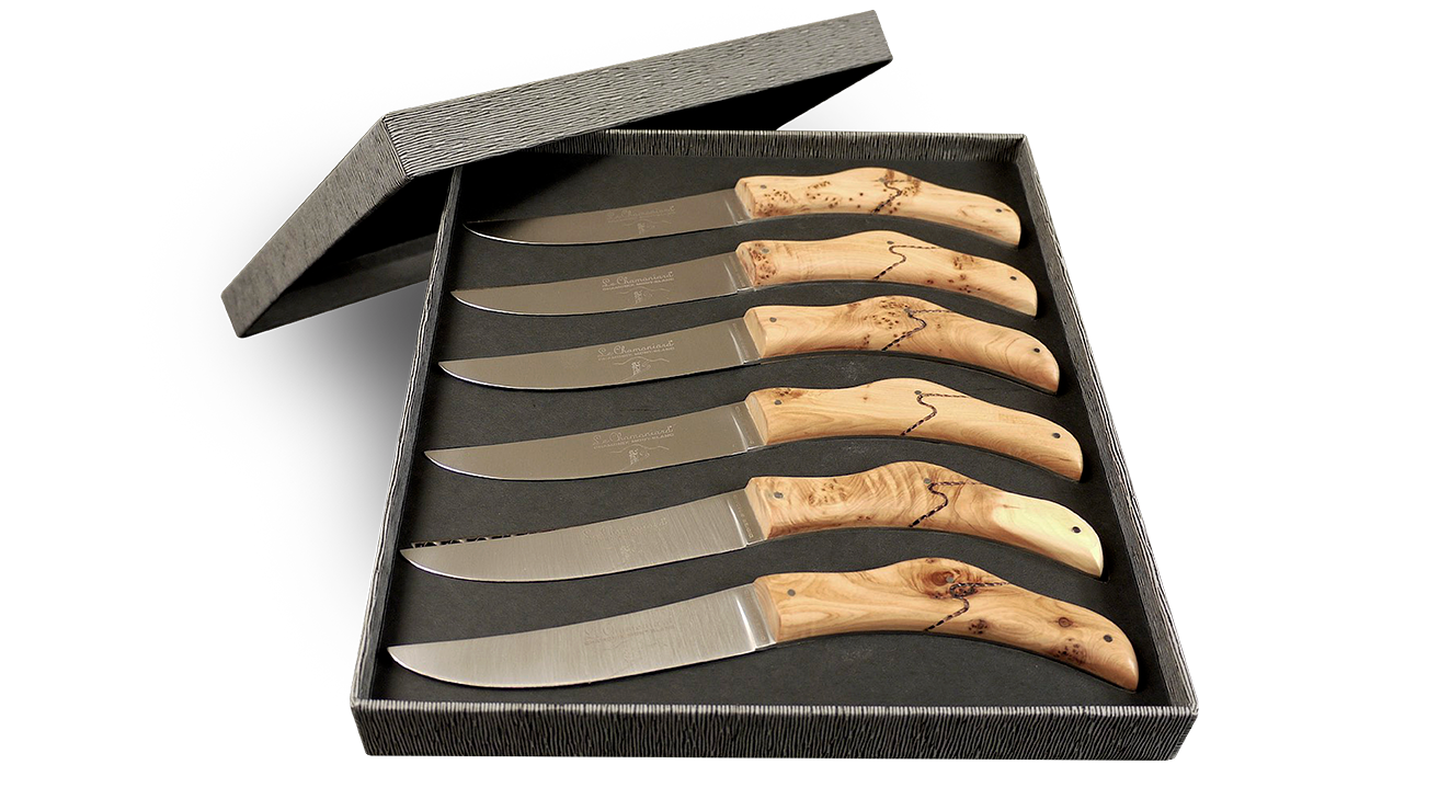 Coffret de 6 couteaux de table Le Chamoniard en Genévrier