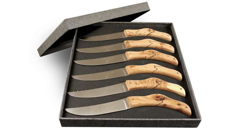 Coffret de 6 couteaux de table Le Chamoniard en Genévrier