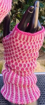 Gloves - Fingerless - Pink Melange/Smokey Pink striped