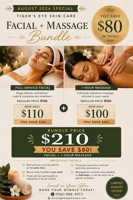 ✨ Save $80 on Our August Facial + Massage Bundle