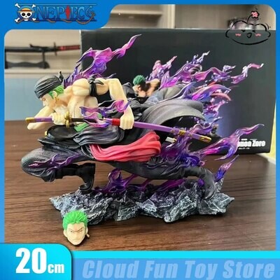 20cm One Piece Figure Roronoa Zoro Anime Figure Zoro 2 Heads Statue Action Figurine Model Ornament Collection Christmas Toy Gift