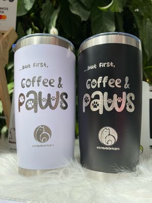 Vaso térmico diseño “But first, COFFEE &amp; PAWS”
