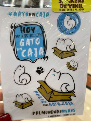 Stickers cartoncito “Gato en Caja”