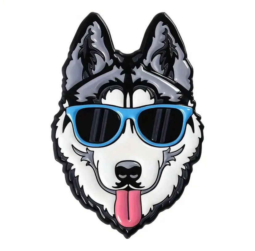 Pin “Husky con lentes”