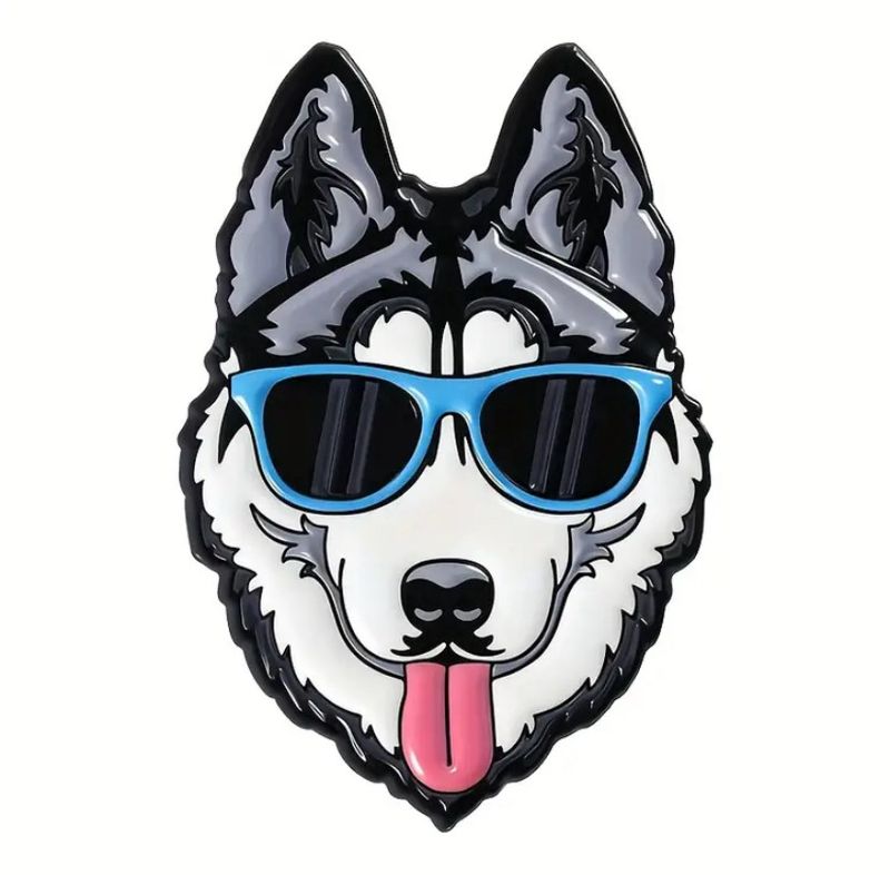 Pin “Husky con lentes”