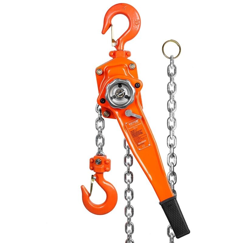 VEVOR Manual Lever Chain Hoist, 1-1/2 Ton 3300 lbs Capacity 10 FT Come Along, G80 Galvanized Carbon Steel with Weston Double-Pawl Brake,Auto Chain Leading &amp; 360?&amp;deg; Rotation Hook, for Garage Factor