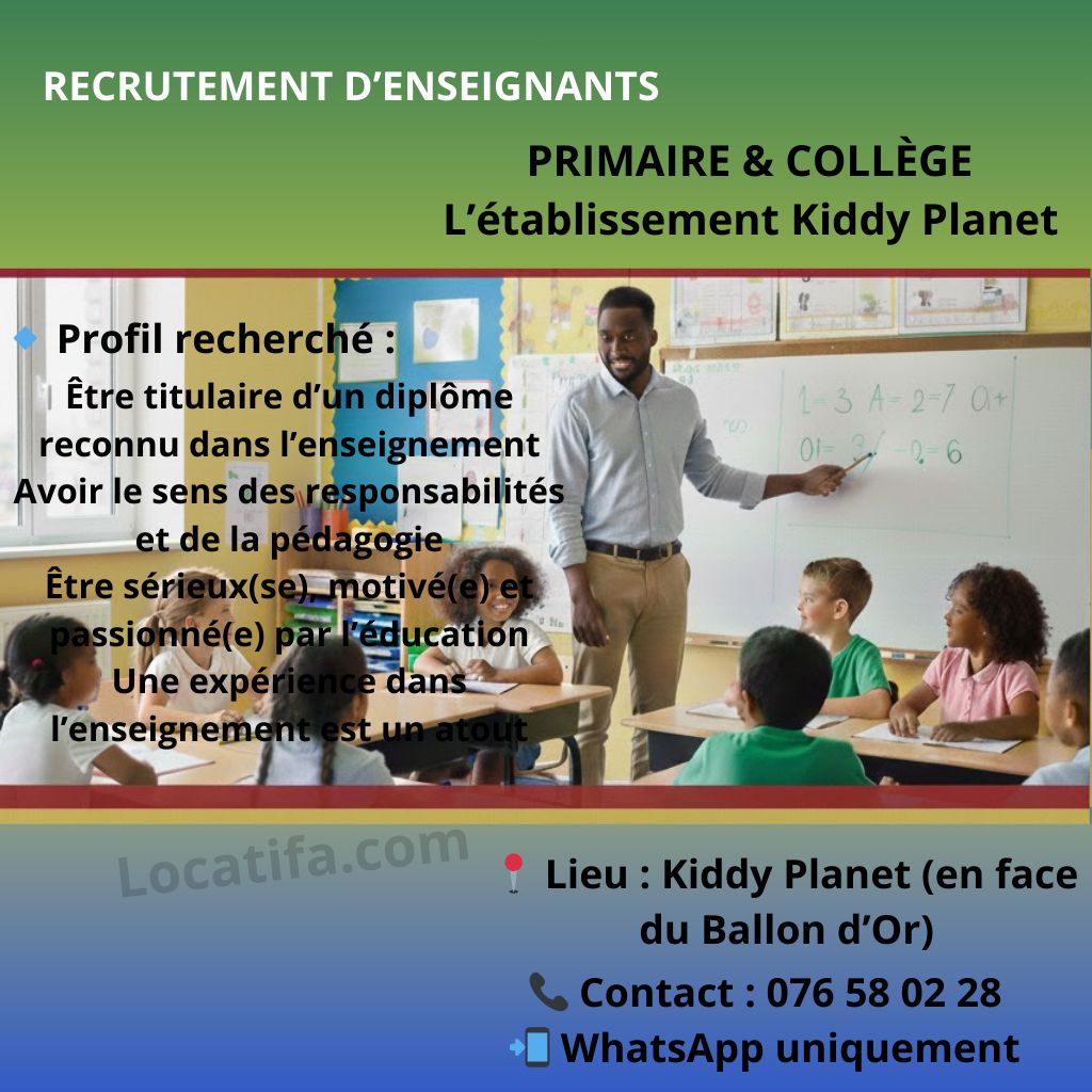 OFFRE ,D’ENSEIGNANTS – PRIMAIRE &amp; COLLÈGE