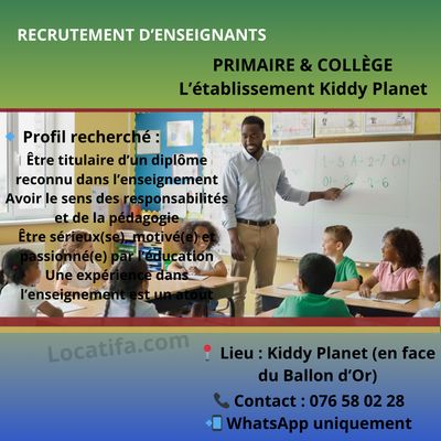 OFFRE ,D’ENSEIGNANTS – PRIMAIRE &amp; COLLÈGE
