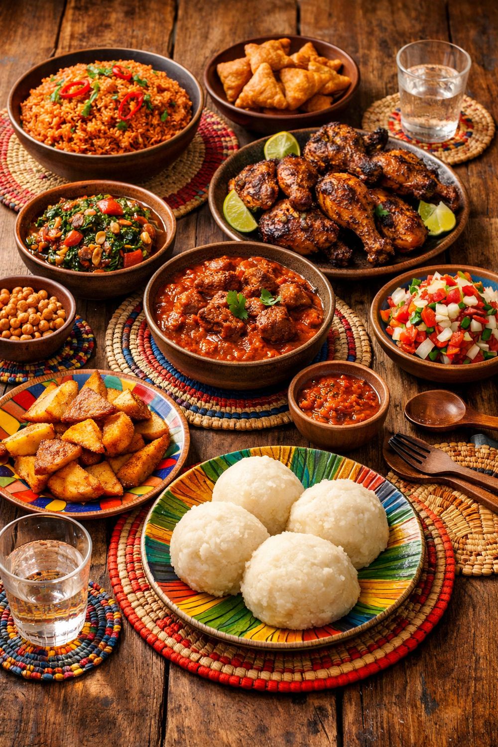 boulette de riz, viande et poulet