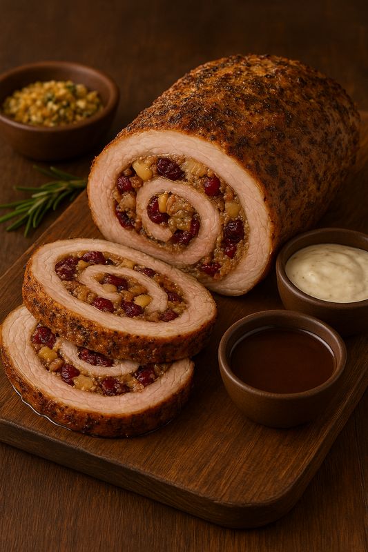 Sausage Apple Cranberry Stuffed Pork Roast
