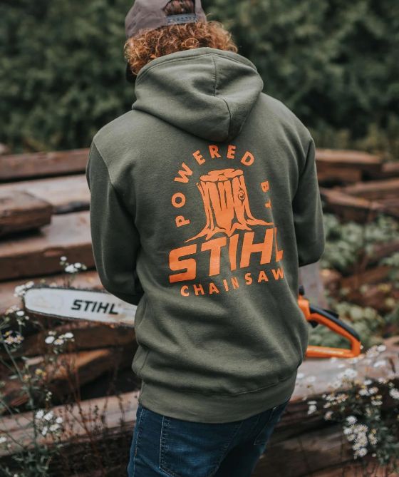 Powered By Stihl Hoodie- Green and Orange