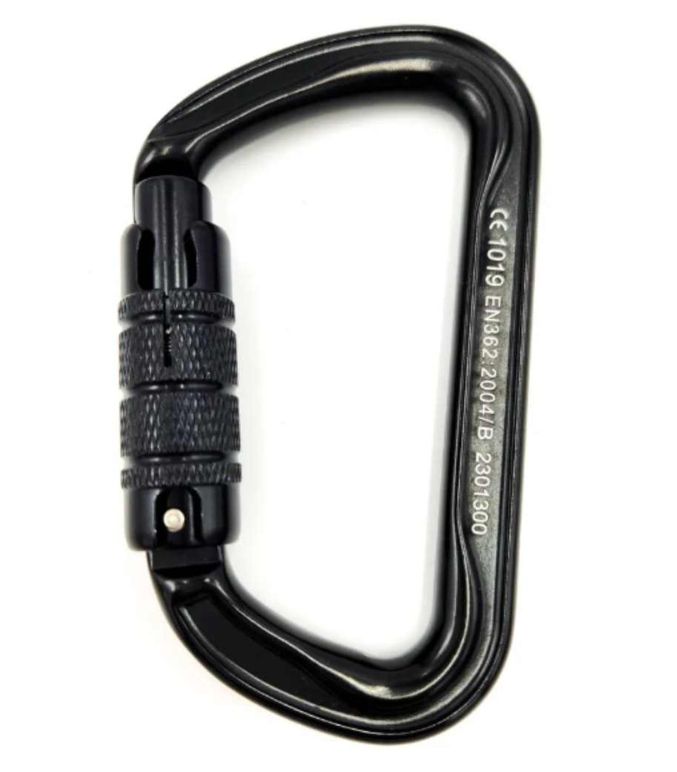 ELC Offset D Shape Triple Lock Aluminum Carabiner Black