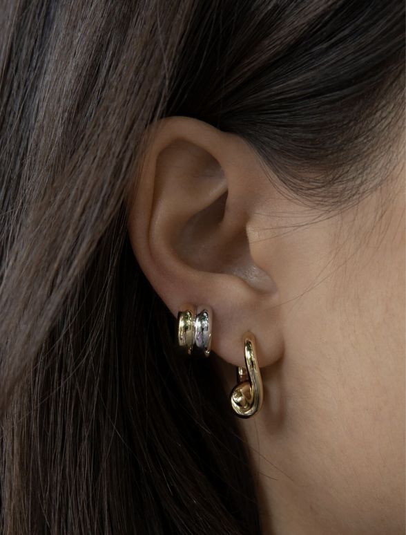 Ferdi Double Huggie Gold &amp; Silver