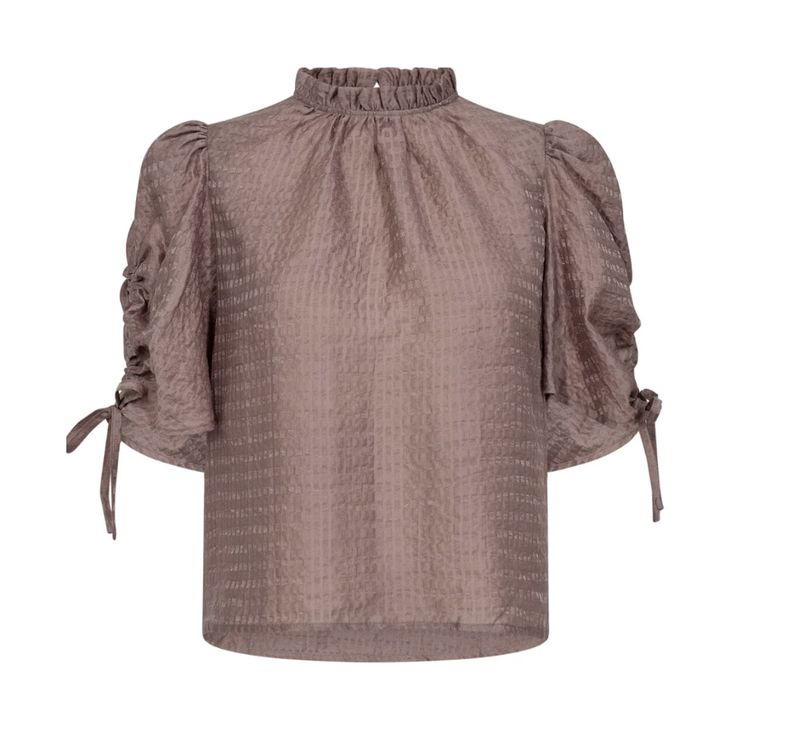 CharlieCC SS Puff Blouse Old Rose
