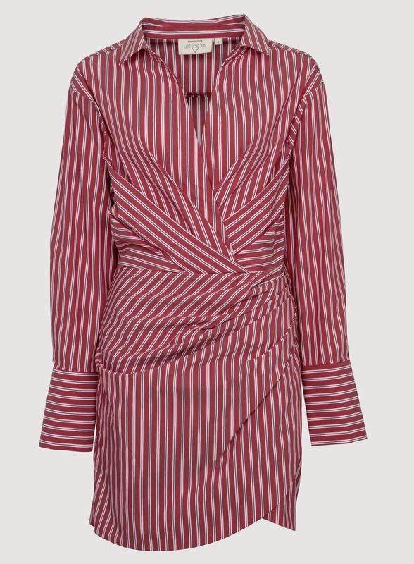 Shirt dress Striped Red Luana