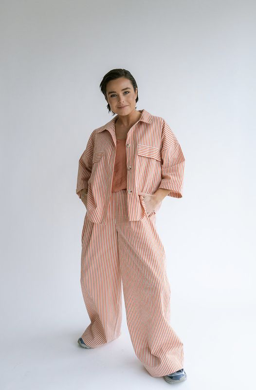 Sam Pant Rust Beige Stripe