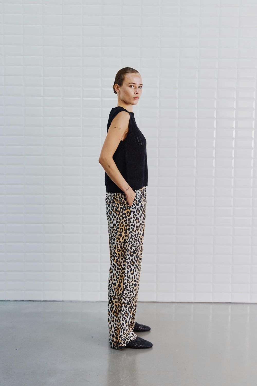 WBLAMINA STRING PANTS LEO PRINT