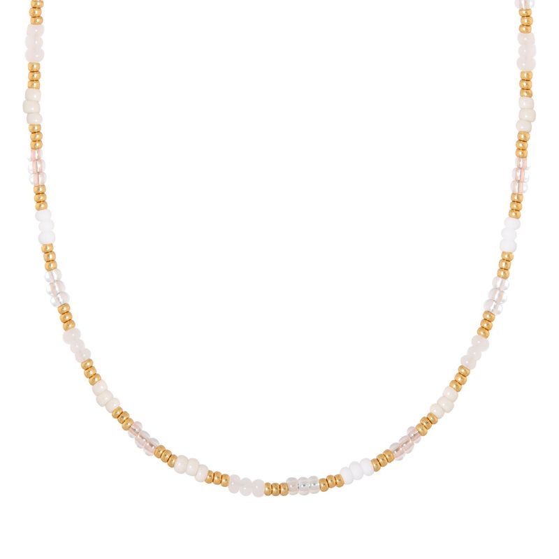 White rainbow necklace gold