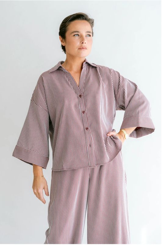 Manu Blouse Stripe Bordeaux