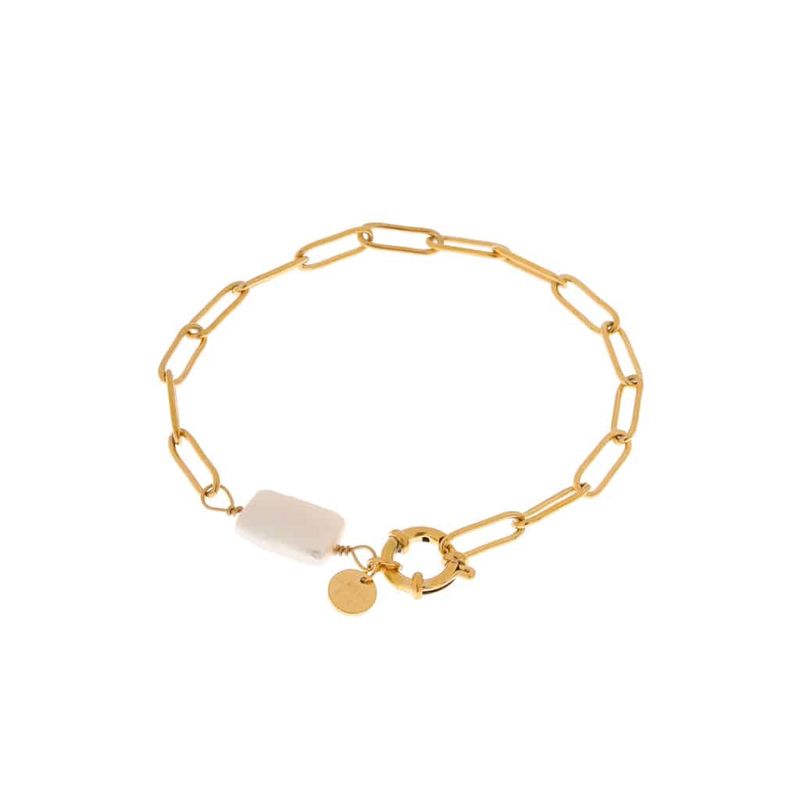 Hold on big pearl bracelet gold