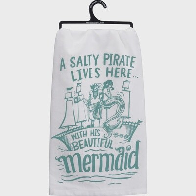 Salty Pirate His Beautiful Mermaid Kitchen Towel