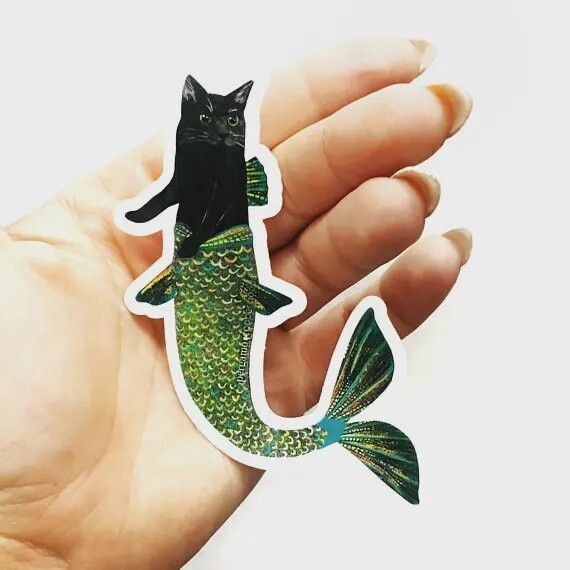 Black Cat Mermaid Sticker