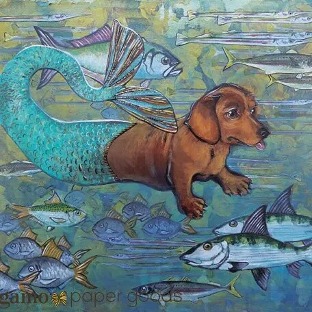 Mermaid Dachshund 8X10 Art Print