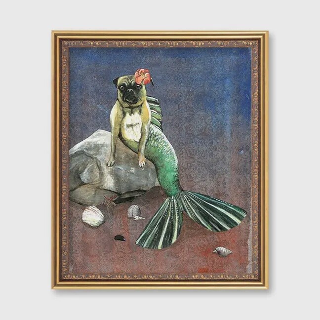 Mermaid Pug 8x10 Art Print