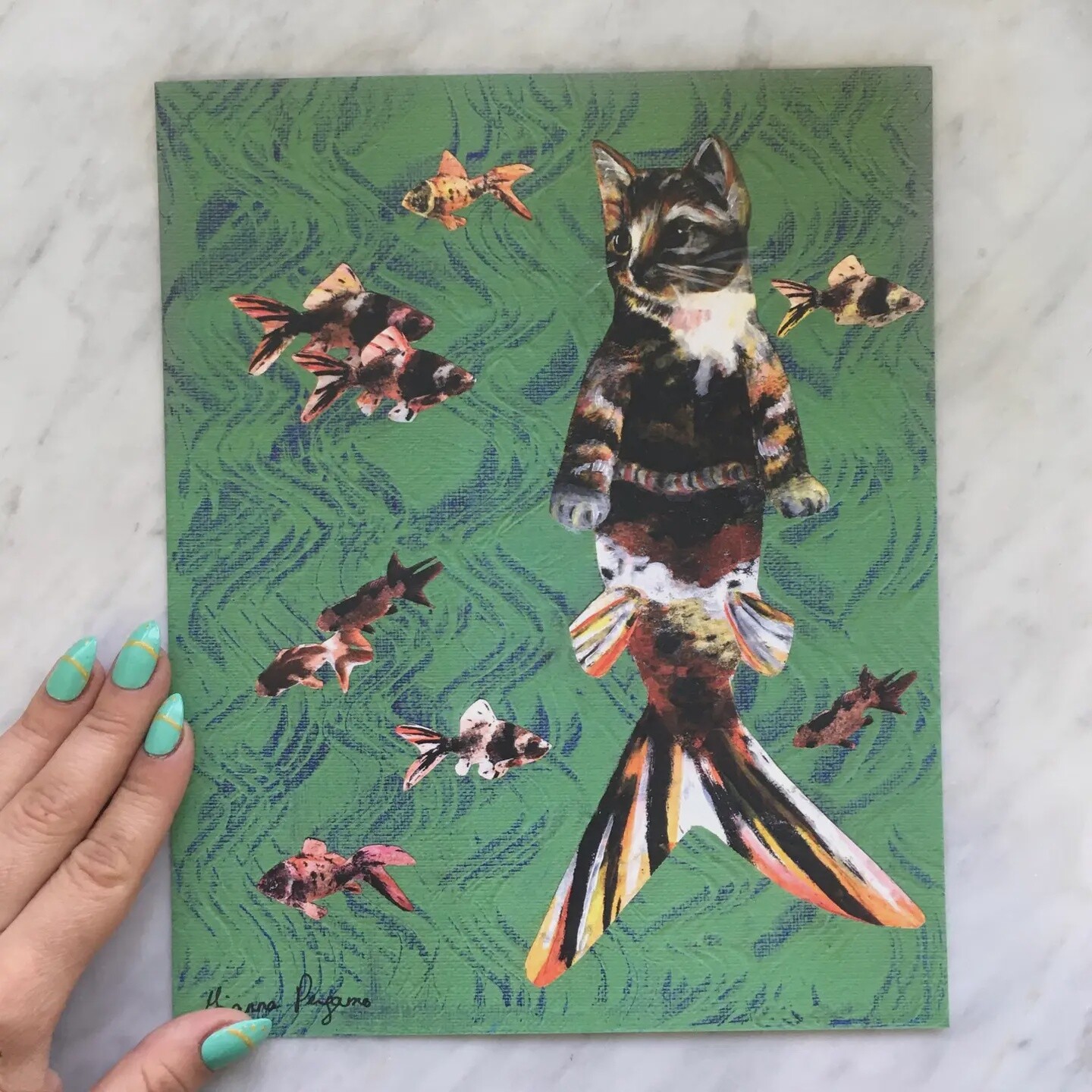 Orange Kitty Mermaid 8x10&quot; Art Print