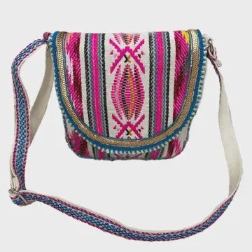 Boho Cotton Acrylic Crossbody Bag