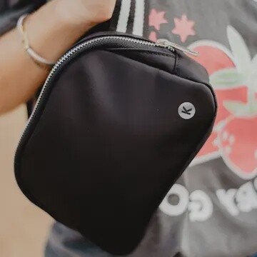 Solid Belt Bag with Striped Strap
