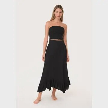 Flowy Smocked Ruffle Hem Skirt