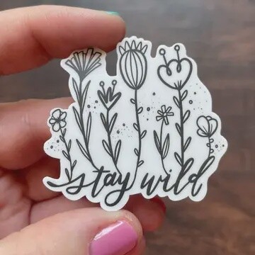 Stay Wild Black &amp; White Waterproof Sticker